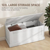 HOMCOM Storage Chest, Storage Trunk with Safety Hinge, Wooden Box for Living Room, Entryway, 39.4" x 15.7" x 17.7", White Wood Grain