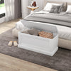 HOMCOM Storage Chest, Storage Trunk with Safety Hinge, Wooden Box for Living Room, Entryway, 39.4" x 15.7" x 17.7", White Wood Grain