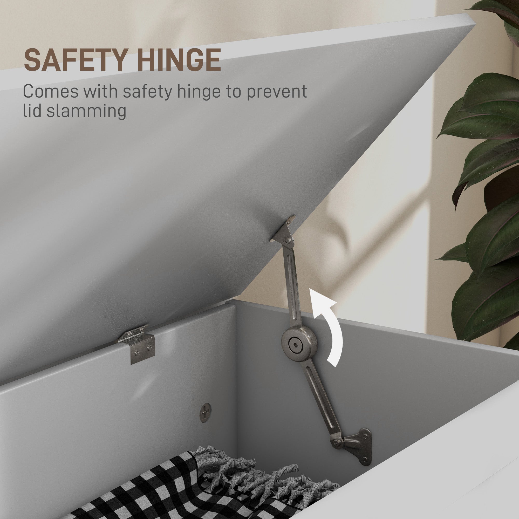 HOMCOM Storage Chest, Storage Trunk with Safety Hinge, Wooden Box for Living Room, Entryway, 39.4" x 15.7" x 17.7", White Wood Grain