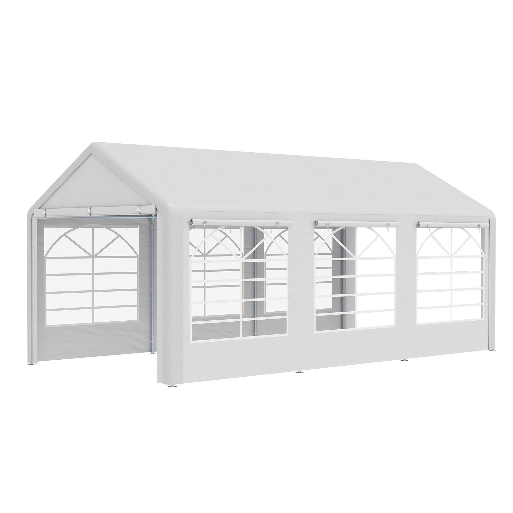 Outsunny 20â€?x 10â€?Heavy Duty Party Tent Outdoor Carport Canopy Shelter Gazobo with Sidewall, Zipper Door and Windows, White