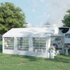 Outsunny 20â€?x 10â€?Heavy Duty Party Tent Outdoor Carport Canopy Shelter Gazobo with Sidewall, Zipper Door and Windows, White