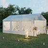 Outsunny 20â€?x 10â€?Heavy Duty Party Tent Outdoor Carport Canopy Shelter Gazobo with Sidewall, Zipper Door and Windows, White