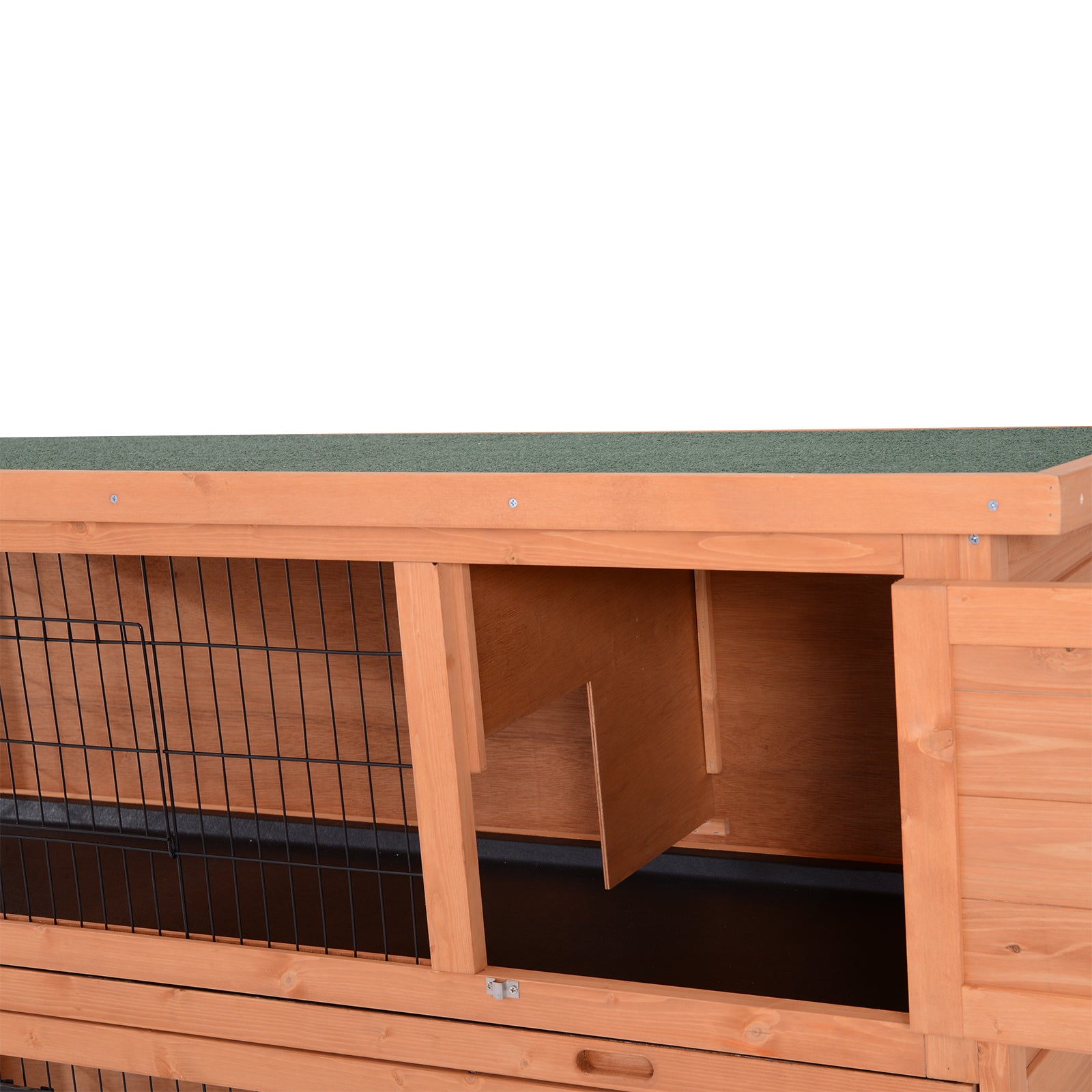 PawHut 54"L 2-Story Large Rabbit Hutch Bunny Cage Wooden Pet House Small Animal Habitat with Lockable Doors, No Leak Tray and Waterproof Roof for Outdoor/Indoor Orange