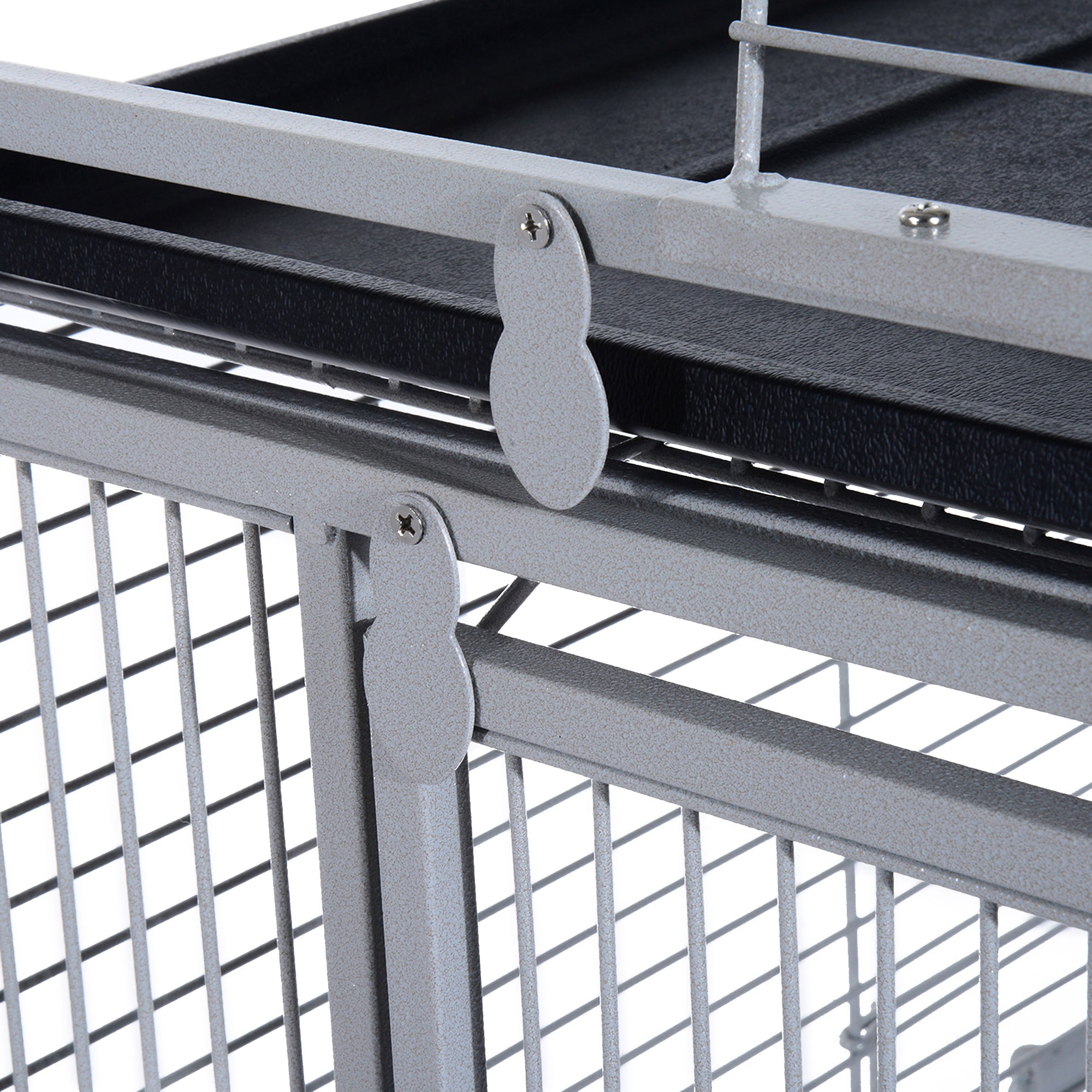 PawHut 64 Inch Bird Cage Parakeet House for Cockatiel with Stand, Pull Out Tray, Play Top, Storage Shelf, Wood Perch, Food Container, Silver