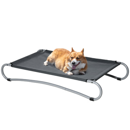 PawHut Elevated Dog Bed, Pet Cot, Steel Frame and Breathable Mesh Surface, for Extra Large Dogs, Indoor or Outdoor Use, Grey
