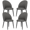 HOMCOM Dining Chairs Set of 4, Modern Upholstered Kitchen Chairs with Metal Legs, Shell Backrest and Padded Seat, Side Chairs for Dining Room, Bedroom, Living Room, Charcoal Grey