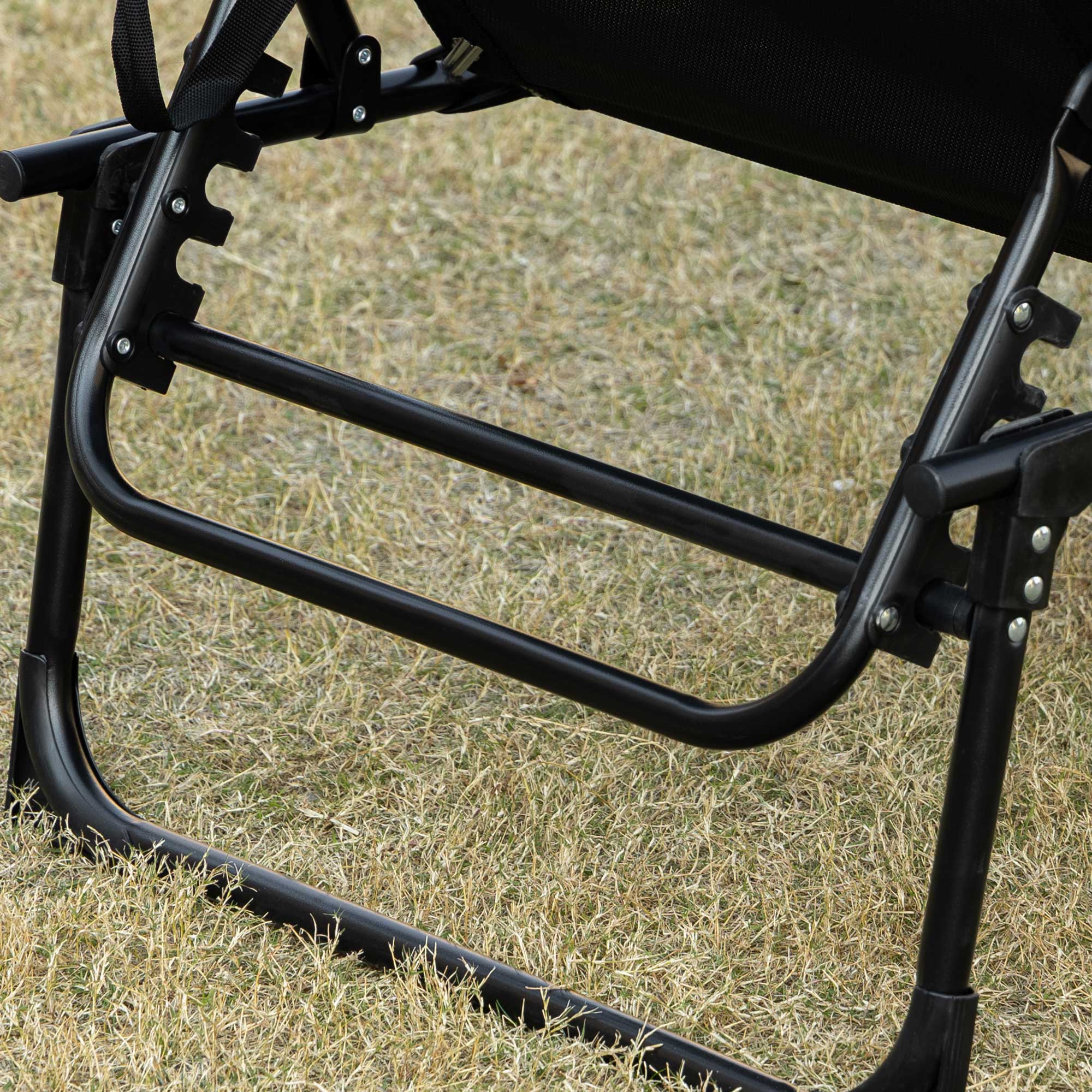 Outsunny Folding Lounge Chair, Reclining Tanning Chair, Portable Sun Lounger with Adjustable Backrest and Removable Pillow for Patio, Garden, Beach, Black