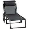 Outsunny Folding Lounge Chair, Reclining Tanning Chair, Portable Sun Lounger with Adjustable Backrest and Removable Pillow for Patio, Garden, Beach, Black