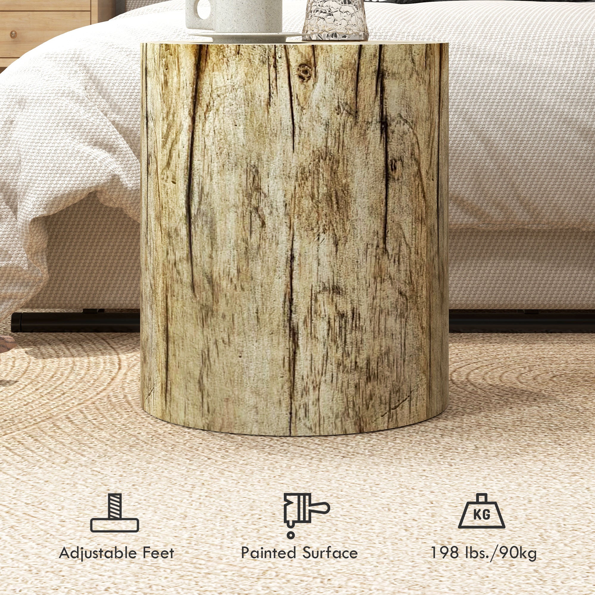 HOMCOM Concrete Finish Side Table, Lightweight Accent Table, 17