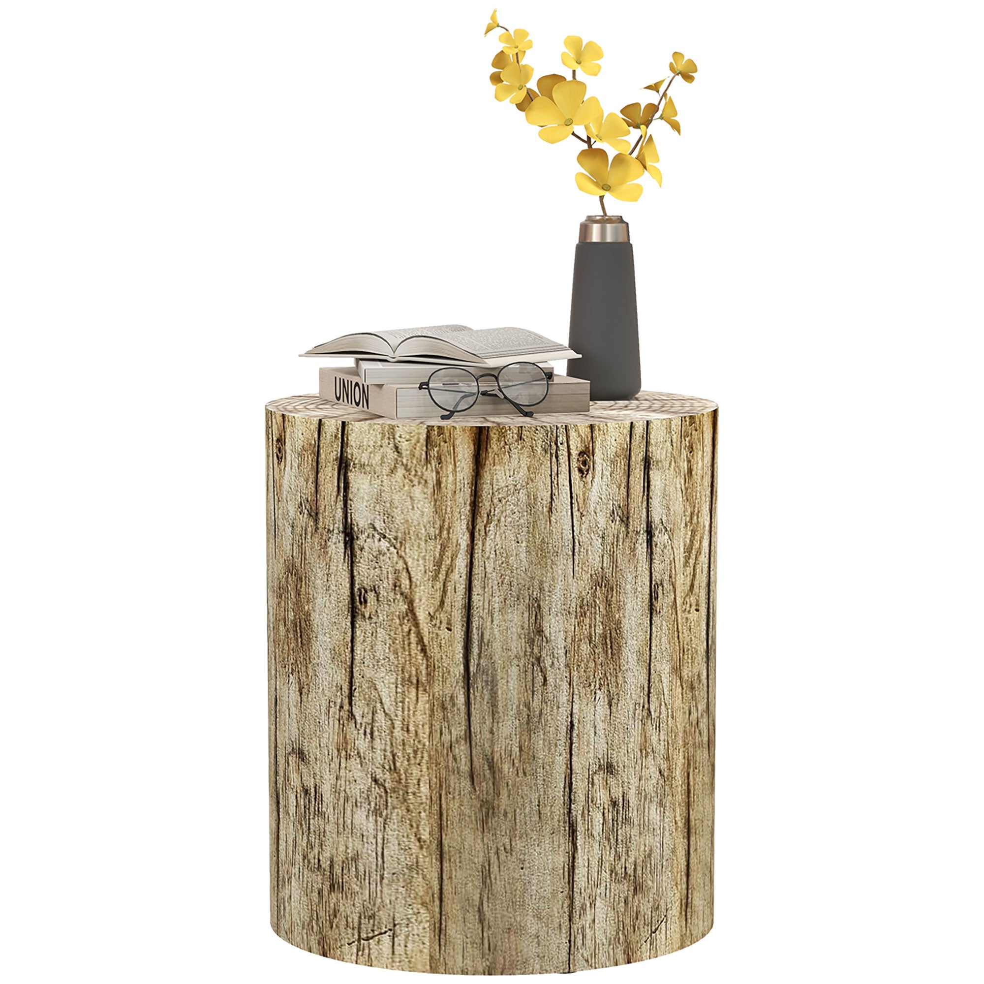 HOMCOM Concrete Finish Side Table, Lightweight Accent Table, 17
