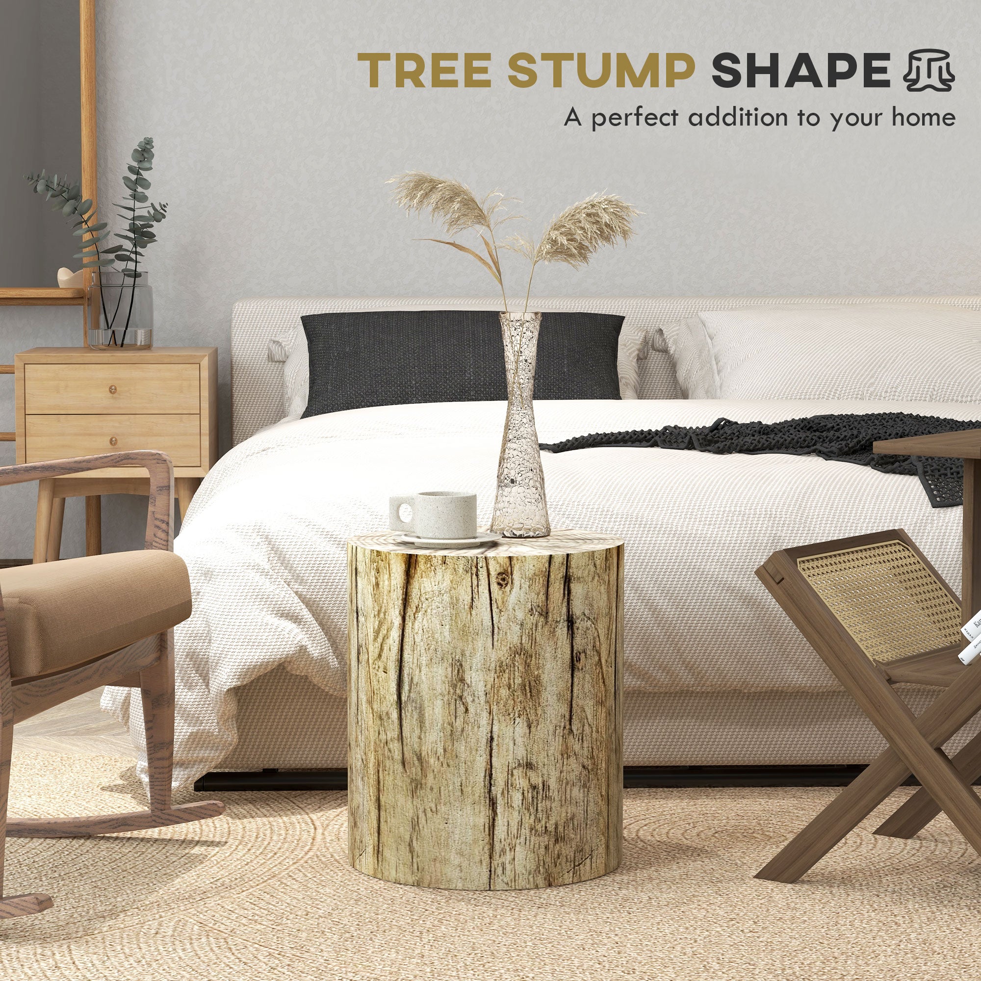 HOMCOM Concrete Finish Side Table, Lightweight Accent Table, 17