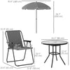 Outsunny 6 Pieces Patio Dining Set for 4, Outdoor Patio Set with Umbrella, Folding Chairs and Glass Table, Patio Furniture Dining Table Set for Garden Backyard Deck, Grey