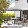 Outsunny 6 Pieces Patio Dining Set for 4, Outdoor Patio Set with Umbrella, Folding Chairs and Glass Table, Patio Furniture Dining Table Set for Garden Backyard Deck, Grey