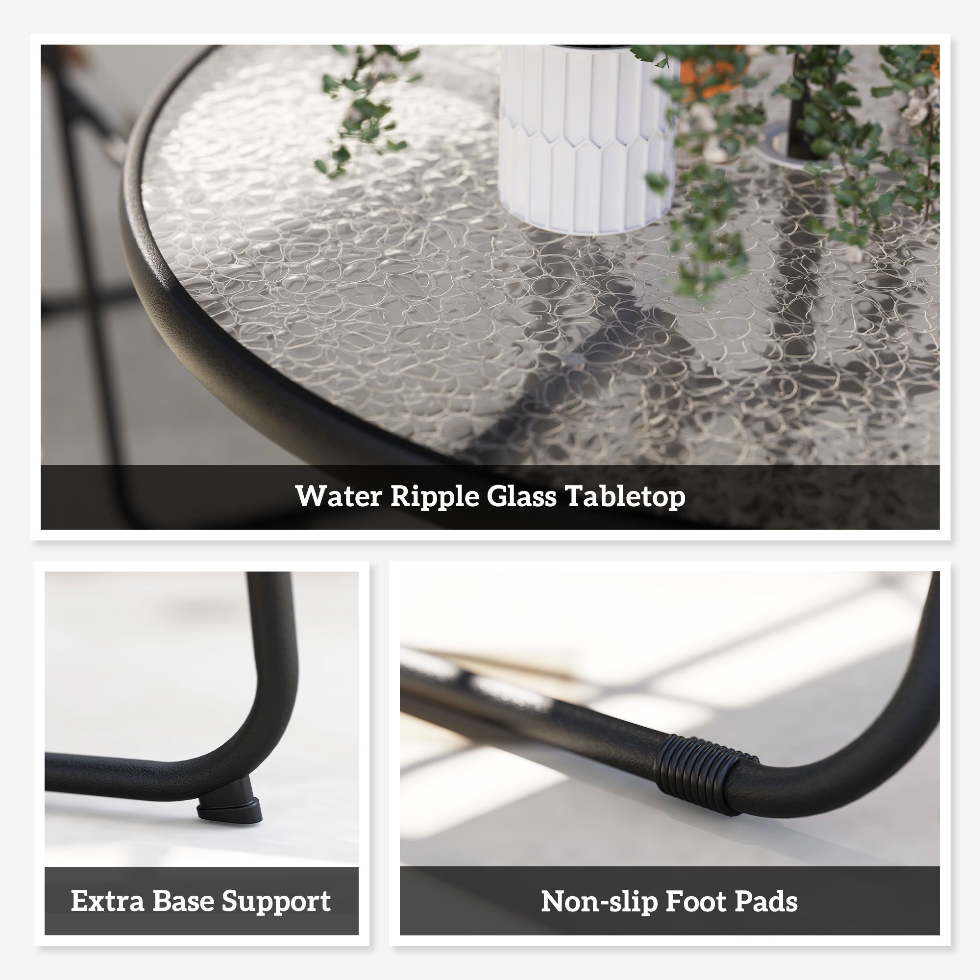 Outsunny 6 Pieces Patio Dining Set for 4, Outdoor Patio Set with Umbrella, Folding Chairs and Glass Table, Patio Furniture Dining Table Set for Garden Backyard Deck, Grey