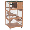 PawHut Catio 34" L Outdoor Cat House on Wheels with Weatherproof Roof Hammock Multiple Platforms Resting Condo Ramps Lockable Doors, for 1-3 Cats, Orange