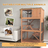 PawHut Catio 34" L Outdoor Cat House on Wheels with Weatherproof Roof Hammock Multiple Platforms Resting Condo Ramps Lockable Doors, for 1-3 Cats, Orange