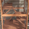 PawHut Catio 34" L Outdoor Cat House on Wheels with Weatherproof Roof Hammock Multiple Platforms Resting Condo Ramps Lockable Doors, for 1-3 Cats, Orange
