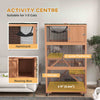 PawHut Catio 34" L Outdoor Cat House on Wheels with Weatherproof Roof Hammock Multiple Platforms Resting Condo Ramps Lockable Doors, for 1-3 Cats, Orange