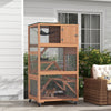 PawHut Catio 34" L Outdoor Cat House on Wheels with Weatherproof Roof Hammock Multiple Platforms Resting Condo Ramps Lockable Doors, for 1-3 Cats, Orange