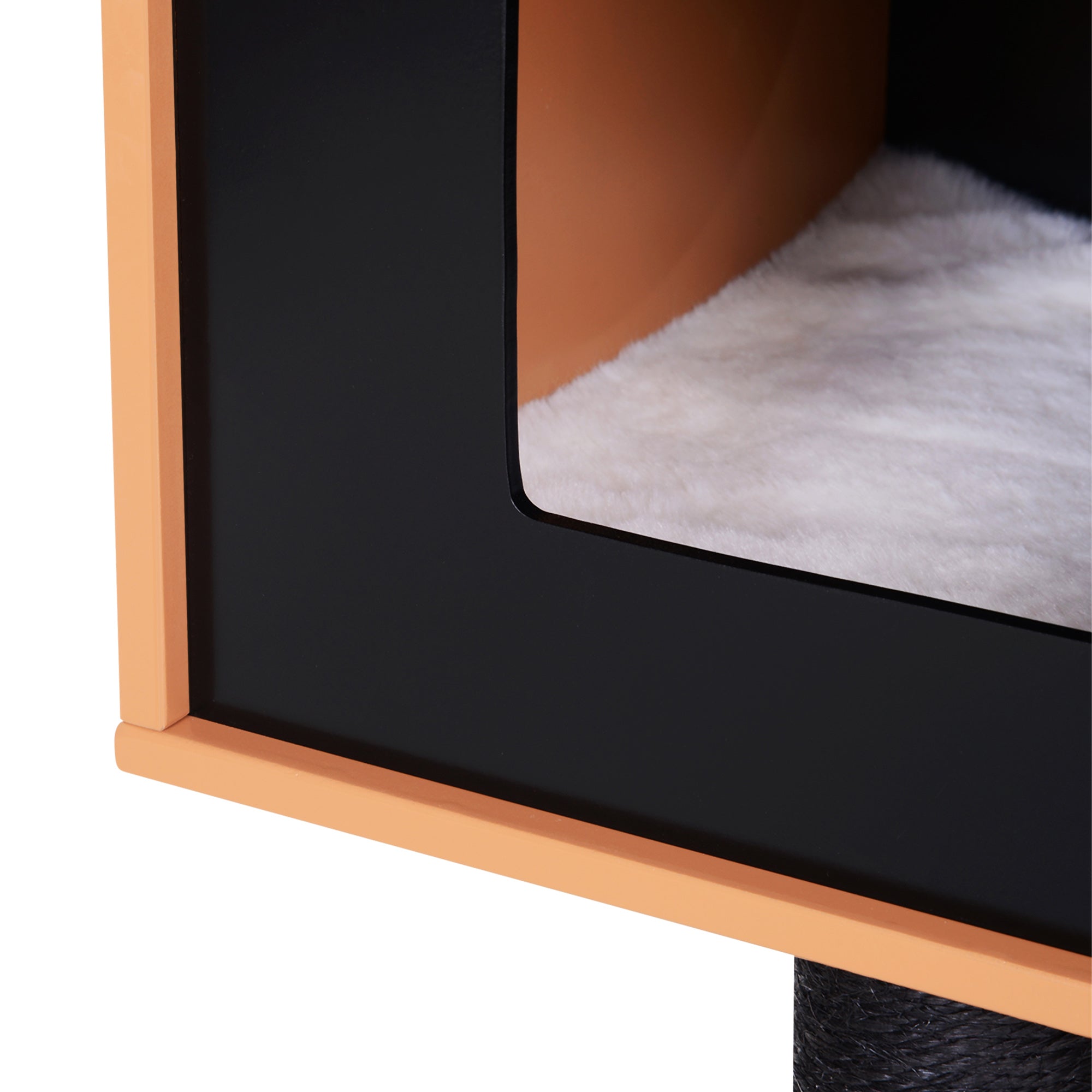 PawHut 47" Wood Cat Tree, Cat Condo Tower with Scratching Post, Toy Ball, Black