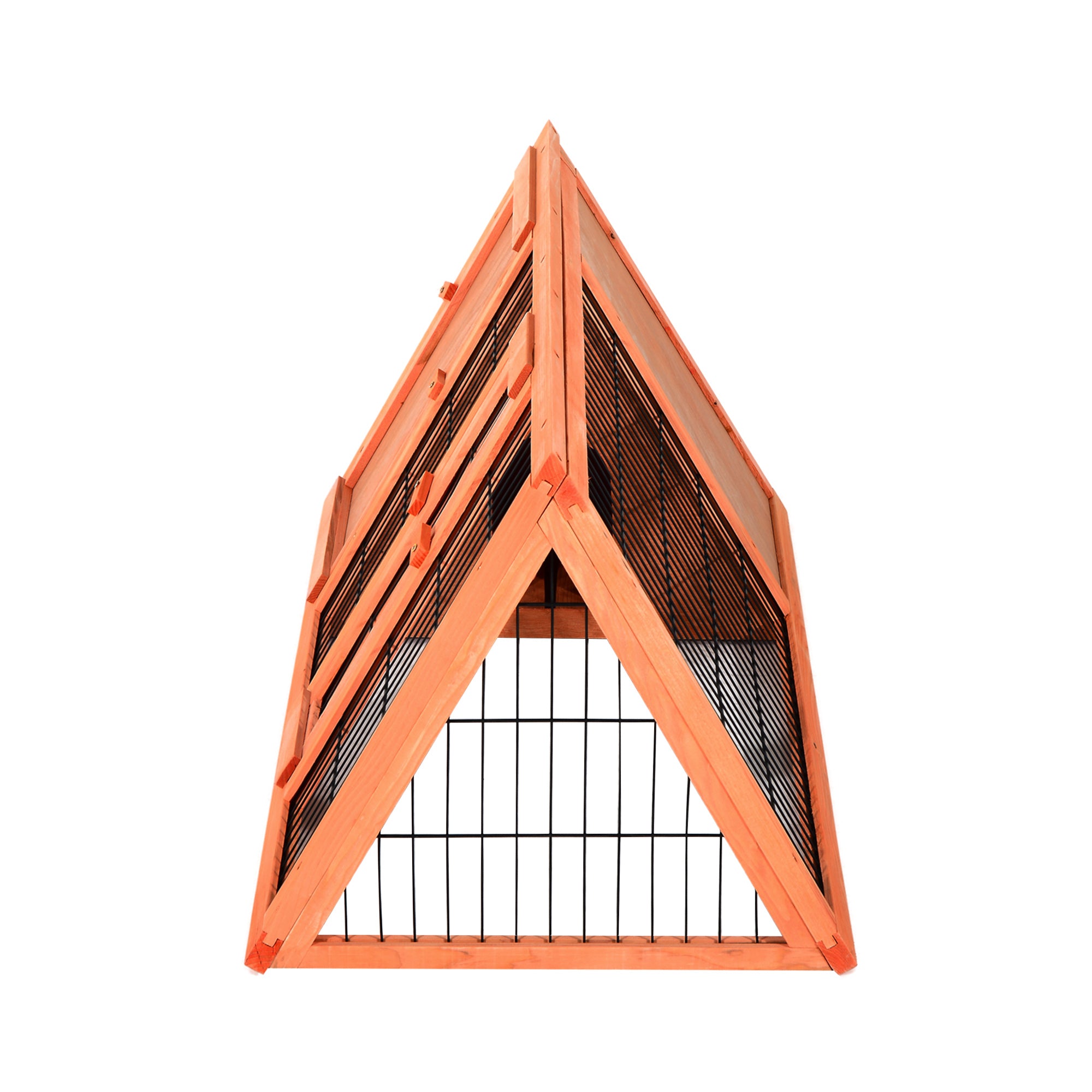 PawHut 47" Triangular Wooden Rabbit Hutch Bunny Guinea Pig House Small Animal Cage Backyard Garden Habitat