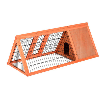 PawHut 47" Triangular Wooden Rabbit Hutch Bunny Guinea Pig House Small Animal Cage Backyard Garden Habitat