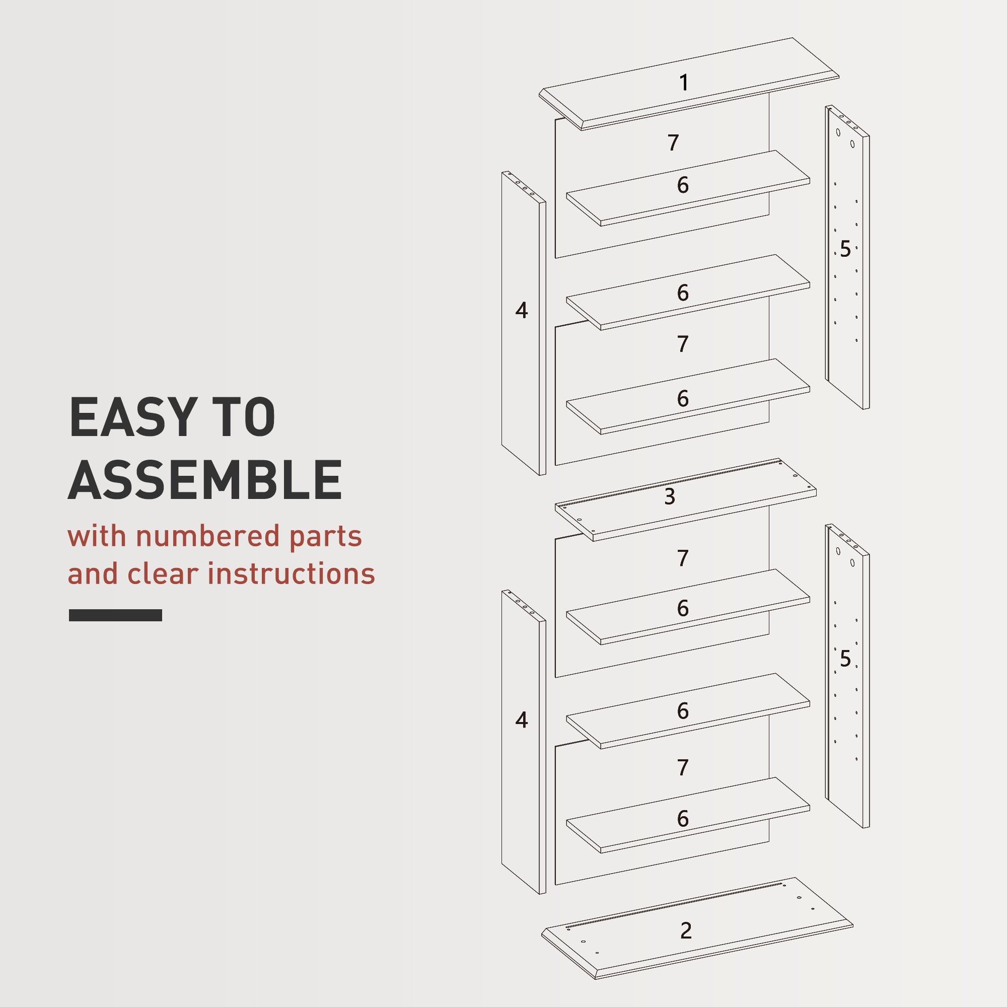 HOMCOM Double Media Storage Cabinet, 8-Tier DVD Shelf with 6 Adjustable Shelves, 8 Compartments, Holds 360 CDs, 185 DVDs or 185 Blu-rays, Black