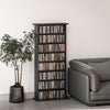 HOMCOM Double Media Storage Cabinet, 8-Tier DVD Shelf with 6 Adjustable Shelves, 8 Compartments, Holds 360 CDs, 185 DVDs or 185 Blu-rays, Black