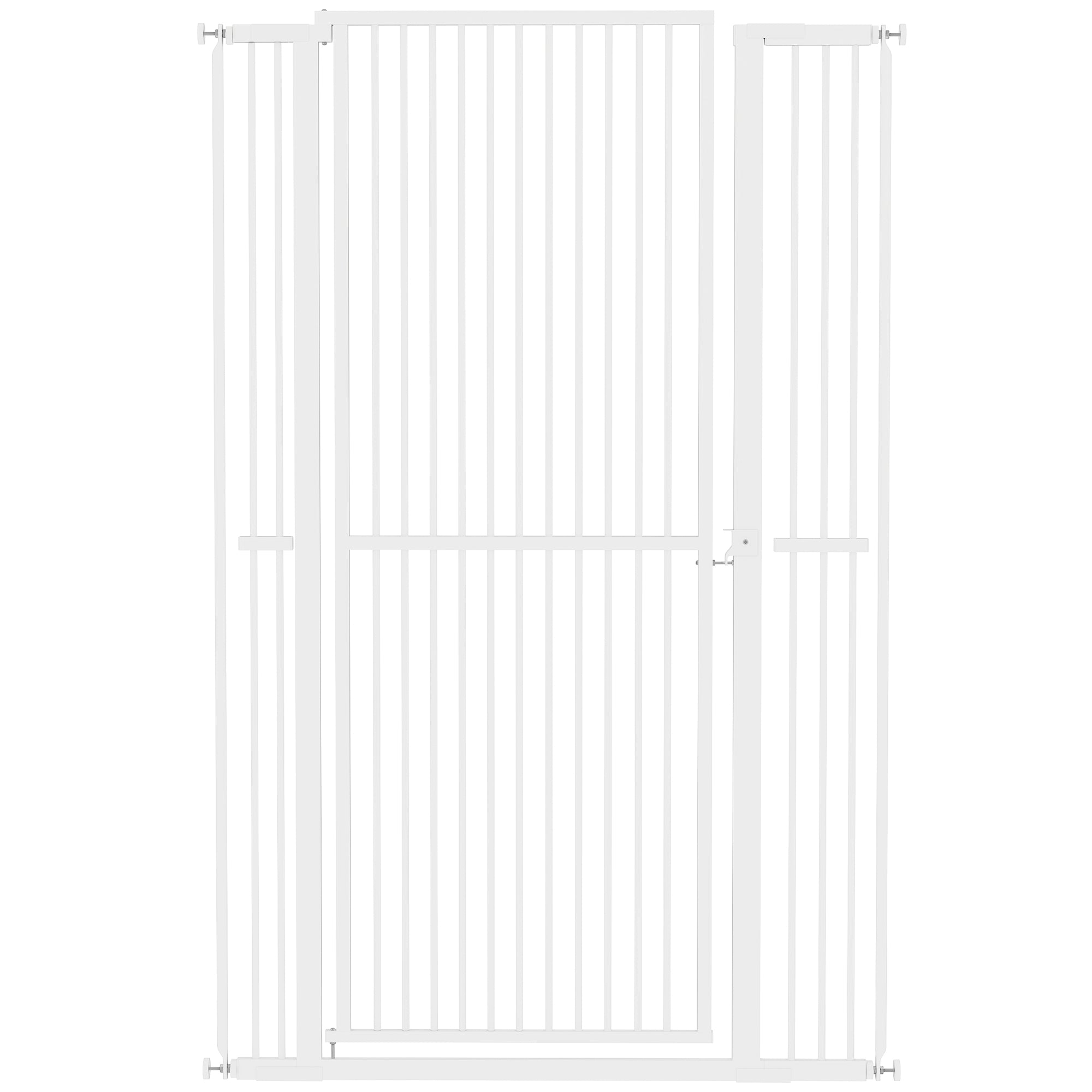 PawHut 59"H Extra Tall Cat Gate, 30"-41"W Steel Pet Gate for Doorway, Hallway, Pressure Mounted Kit No Drilling Dog Gate with 1.4" Extra Narrow Gap, 2.8" & 5.5" Extensions, White