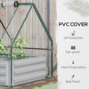 Outsunny Greenhouse with Raised Garden Bed, Steel Outdoor Planter Box, Roll Up Door, Dual Use for Flowers Vegetables Fruits Herbs, 50"x37.4"x36.2", Clear