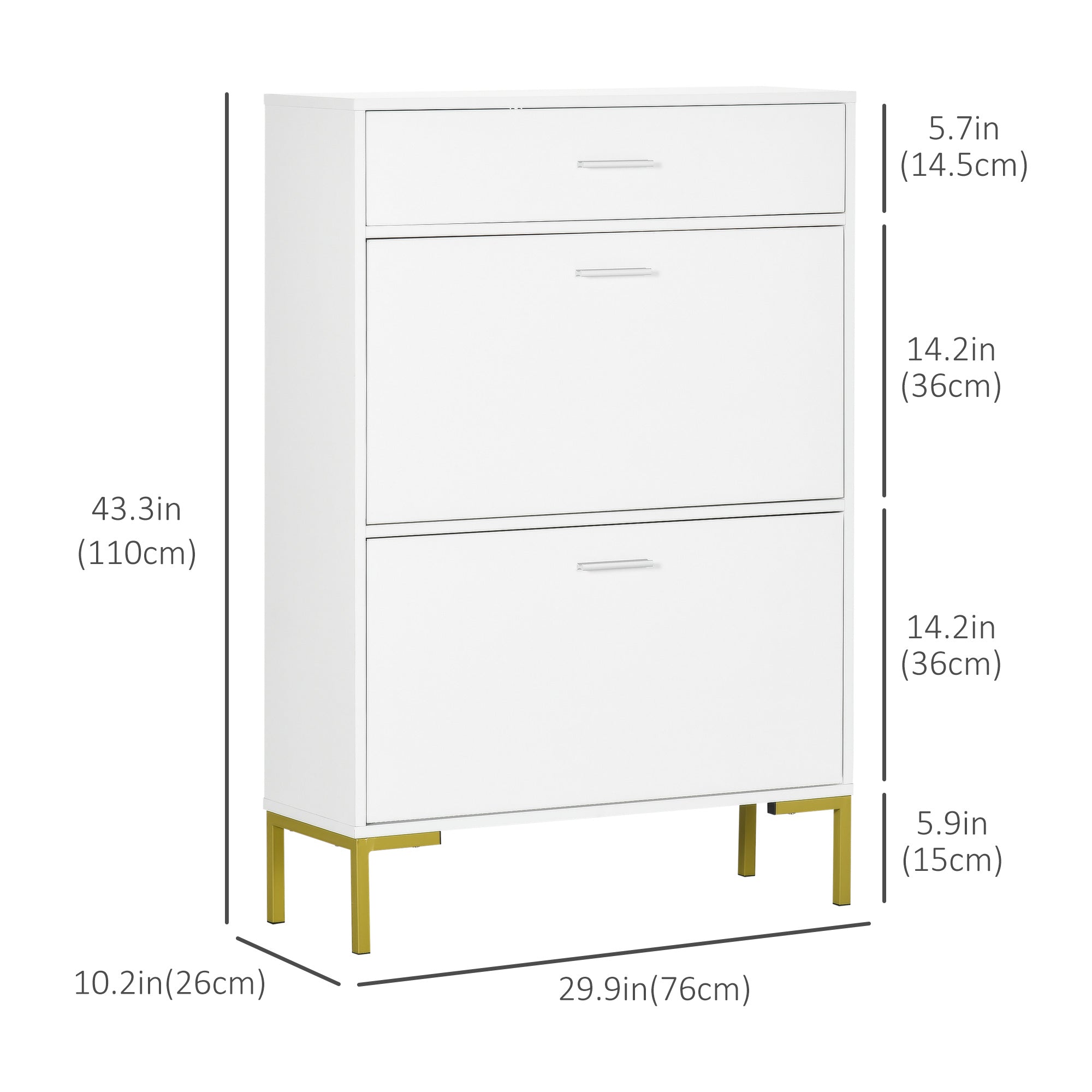HOMCOM Modern Shoe Cabinet with 2 Flip Doors, Drawer and Adjustable Shelf, 12 Pair Shoe Storage Cabinet for Entryway, Hallway, White
