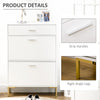 HOMCOM Modern Shoe Cabinet with 2 Flip Doors, Drawer and Adjustable Shelf, 12 Pair Shoe Storage Cabinet for Entryway, Hallway, White
