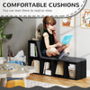 HOMCOM Bookshelf with Reading Nook, Bookcase with Seat Cushion, 5 Cube Storage Shelf for Home Office, Study, Distressed Black