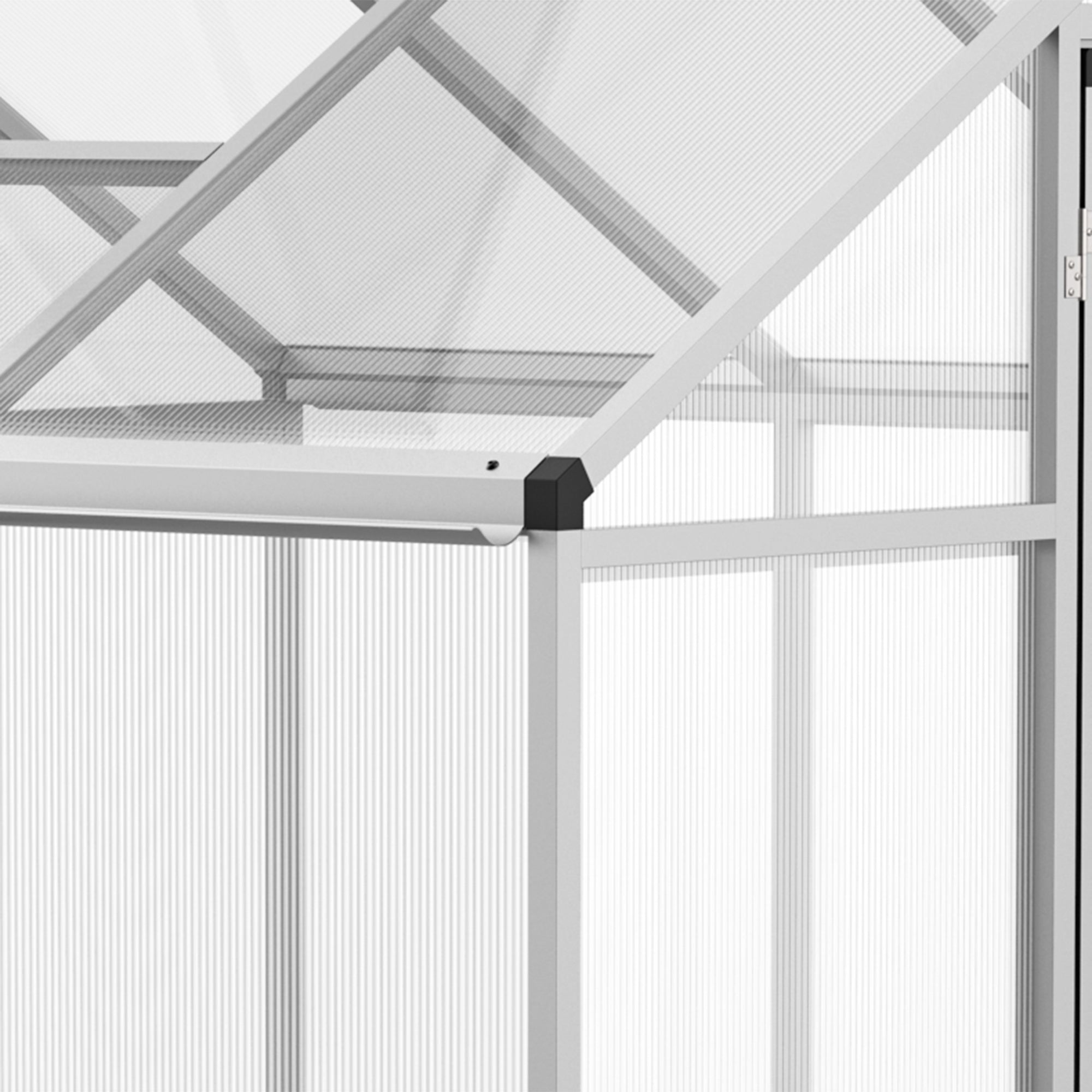 Outsunny 6' x 4' x 6.4' Walk-in Garden Greenhouse Polycarbonate Panels Plants Flower Growth Shed Cold Frame Outdoor Portable Warm House Aluminum Frame, Silver