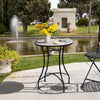 Outsunny 23.5" Mosaic Round Patio Table with Ceramic Tabletop, Metal  Balcony Side Bistro Coffee Table, Outdoor Furniture for Patio Garden