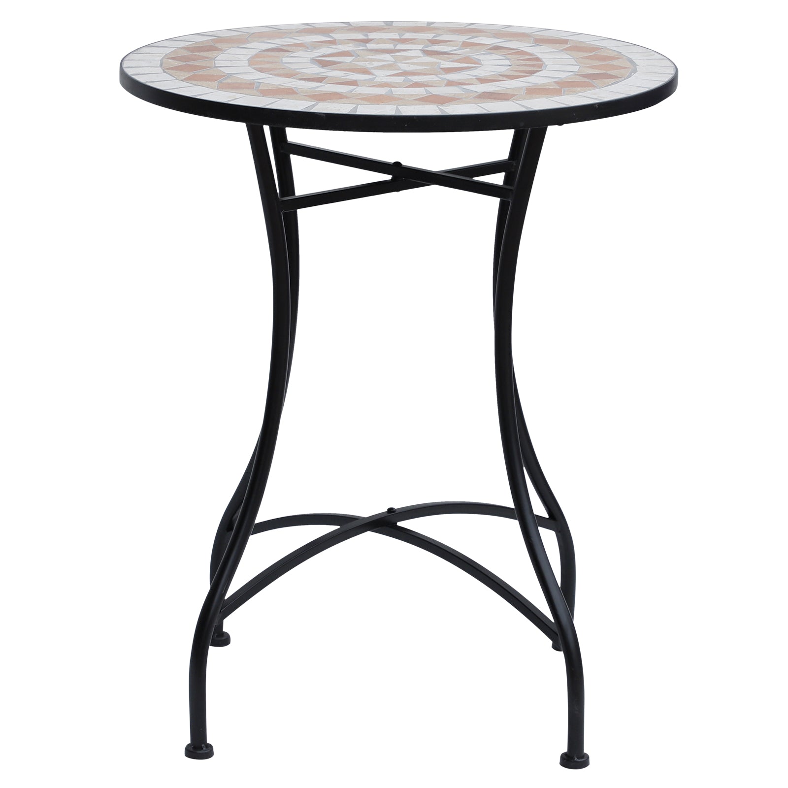 Outsunny 23.5" Mosaic Round Patio Table with Ceramic Tabletop, Metal  Balcony Side Bistro Coffee Table, Outdoor Furniture for Patio Garden