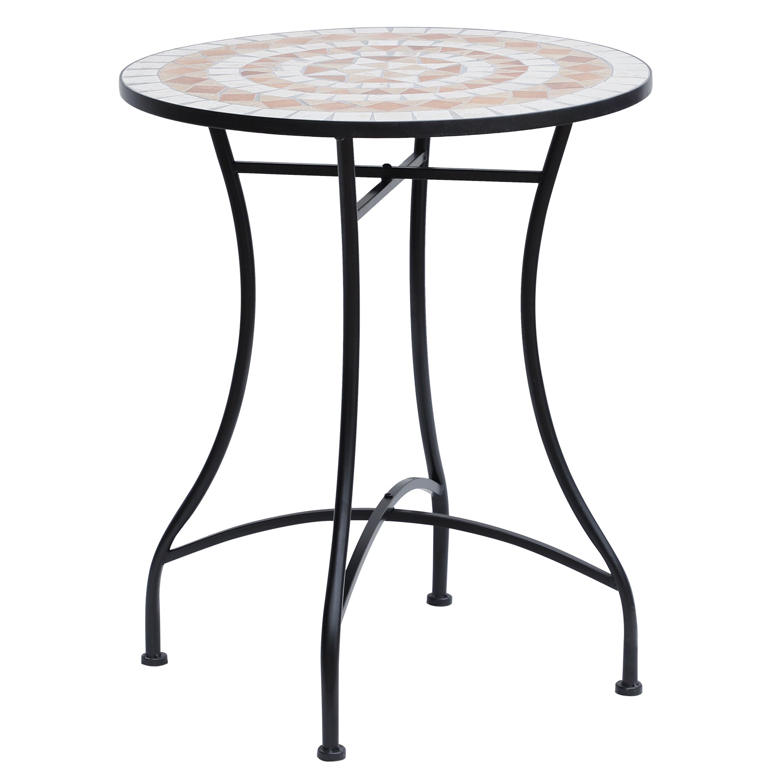 Outsunny 23.5" Mosaic Round Patio Table with Ceramic Tabletop, Metal  Balcony Side Bistro Coffee Table, Outdoor Furniture for Patio Garden