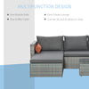 Outsunny 3-Piece Modern Outdoor Patio All-hand Woven Rattan Wicker Furniture Patio Coffee Table Sofa Set - Grey
