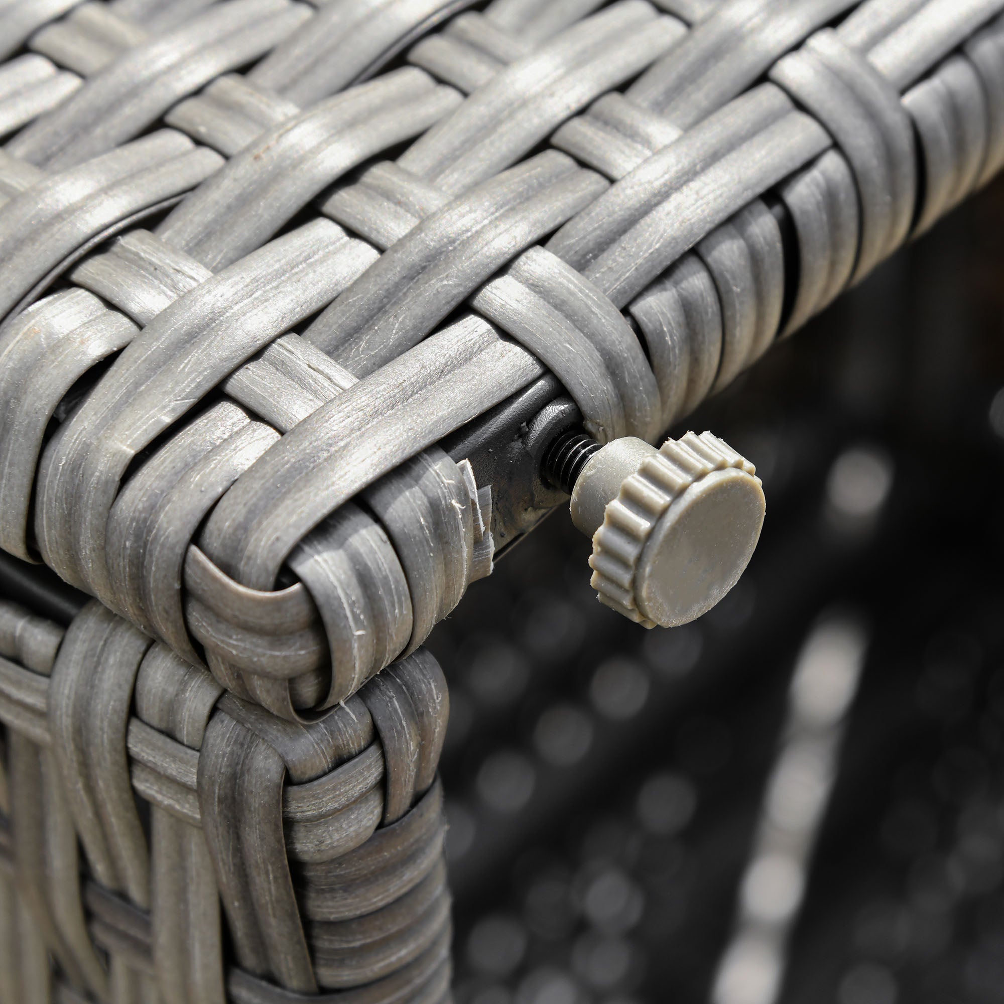 Outsunny 3-Piece Modern Outdoor Patio All-hand Woven Rattan Wicker Furniture Patio Coffee Table Sofa Set - Grey