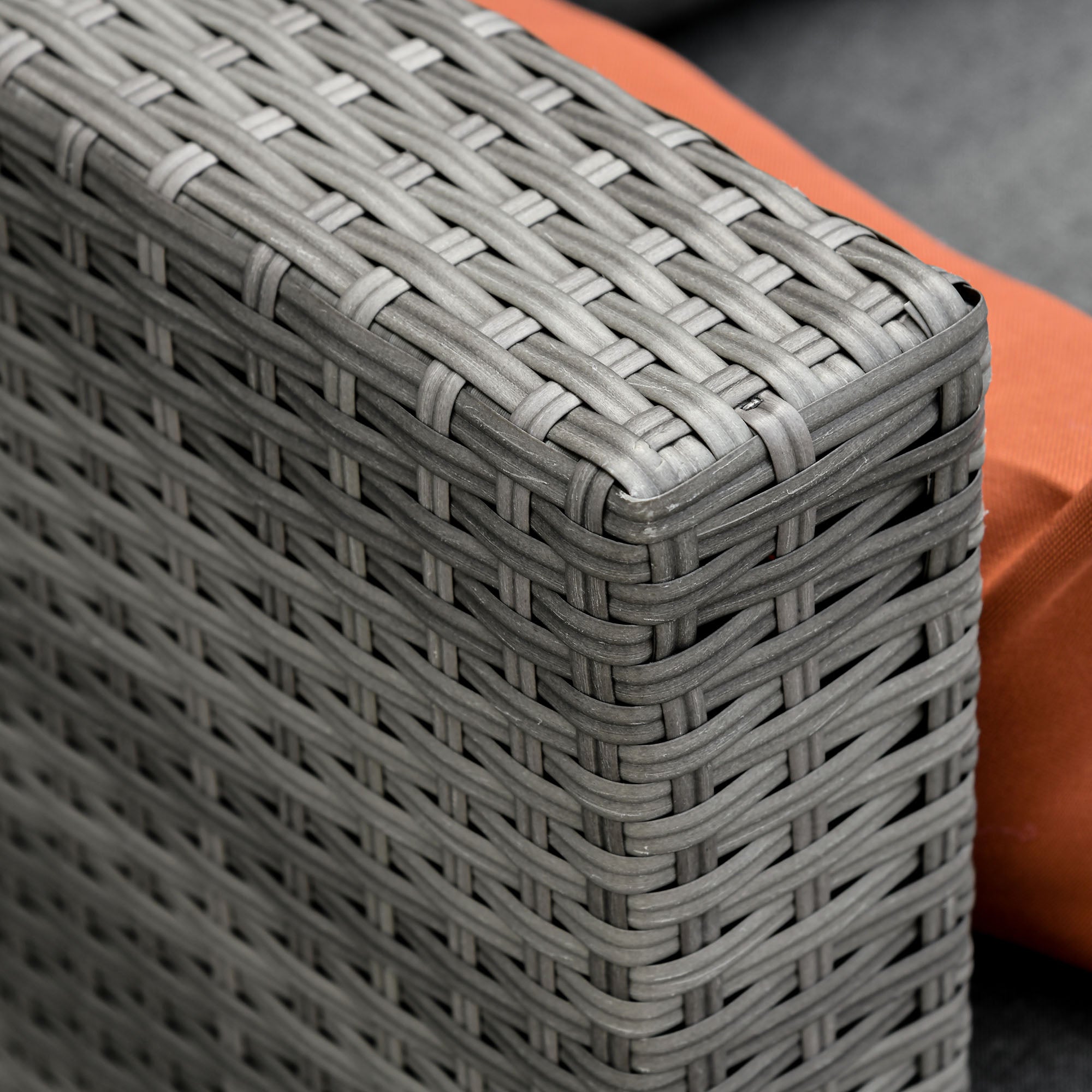 Outsunny 3-Piece Modern Outdoor Patio All-hand Woven Rattan Wicker Furniture Patio Coffee Table Sofa Set - Grey