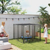 PawHut Dog Run Outdoor, Welded Wire Outdoor Dog Kennel with 4 Levels Adjustable & Rotatable Dog Bowls, Sun-Shade Cover, Secure Lock, for Small and Medium Dogs, 4.6' x 4.6' x 3.7'