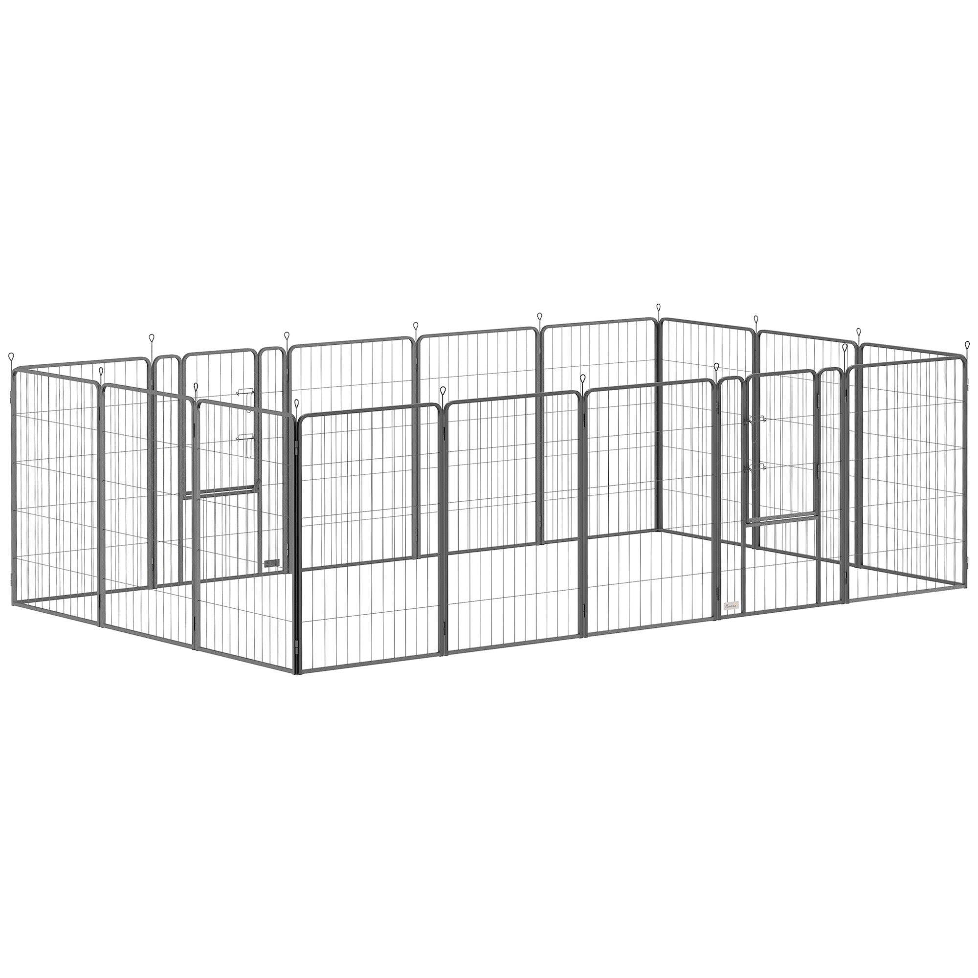 PawHut 16 Panels Dog Playpen, 39" H Heavy Duty Dog Pen, Portable & Foldable Dog Fence with Door & Strap for Indoor Outdoor Backyard Garden, Puppy Pet Playpen for Large Dogs