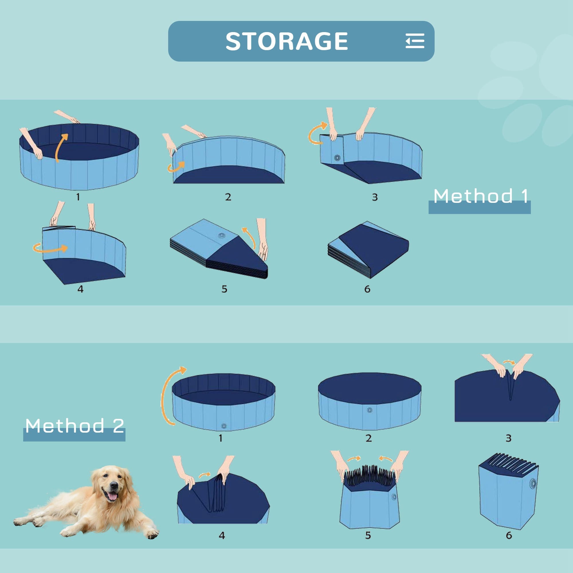 PawHut Φ63" Folding Dog Pool for Large dogs,  Portable Pet Kiddie Swimming Pool, Outdoor/Indoor Puppy Bath Tub with Nonslip Bottom for Dogs & Cats, Blue