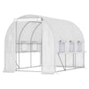 Outsunny 10' x 6.6' x 6.6' Walk-in Tunnel Greenhouse PE Cover, Zipper Doors Roll-up side cover& Mesh Windows, White