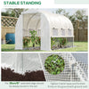Outsunny 10' x 6.6' x 6.6' Walk-in Tunnel Greenhouse PE Cover, Zipper Doors Roll-up side cover& Mesh Windows, White