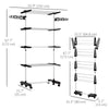 HOMCOM 4-Tier Clothes Drying Rack, Stainless Steel Laundry Rack with 2 Side Wings and 6 Castors, Collapsible Adjustable Clothes Airer for Indoor Outdoor, Black