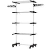 HOMCOM 4-Tier Clothes Drying Rack, Stainless Steel Laundry Rack with 2 Side Wings and 6 Castors, Collapsible Adjustable Clothes Airer for Indoor Outdoor, Black