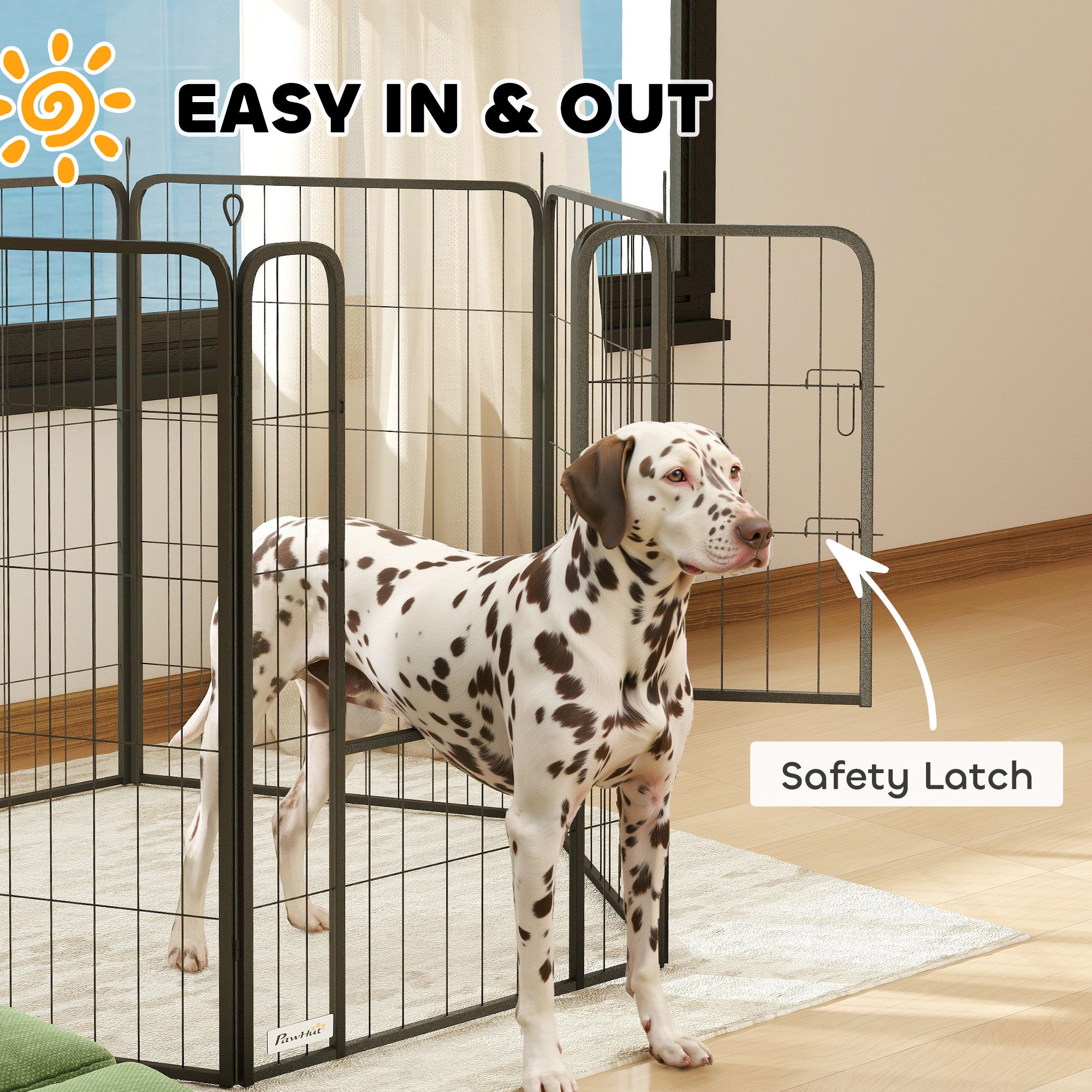 PawHut 6 Panels Dog Playpen, 39" Heavy Duty Dog Pen, Portable & Foldable Dog Fence with Door & Strap for Indoor Outdoor Backyard Garden, Puppy Pet Playpen for Large Dogs