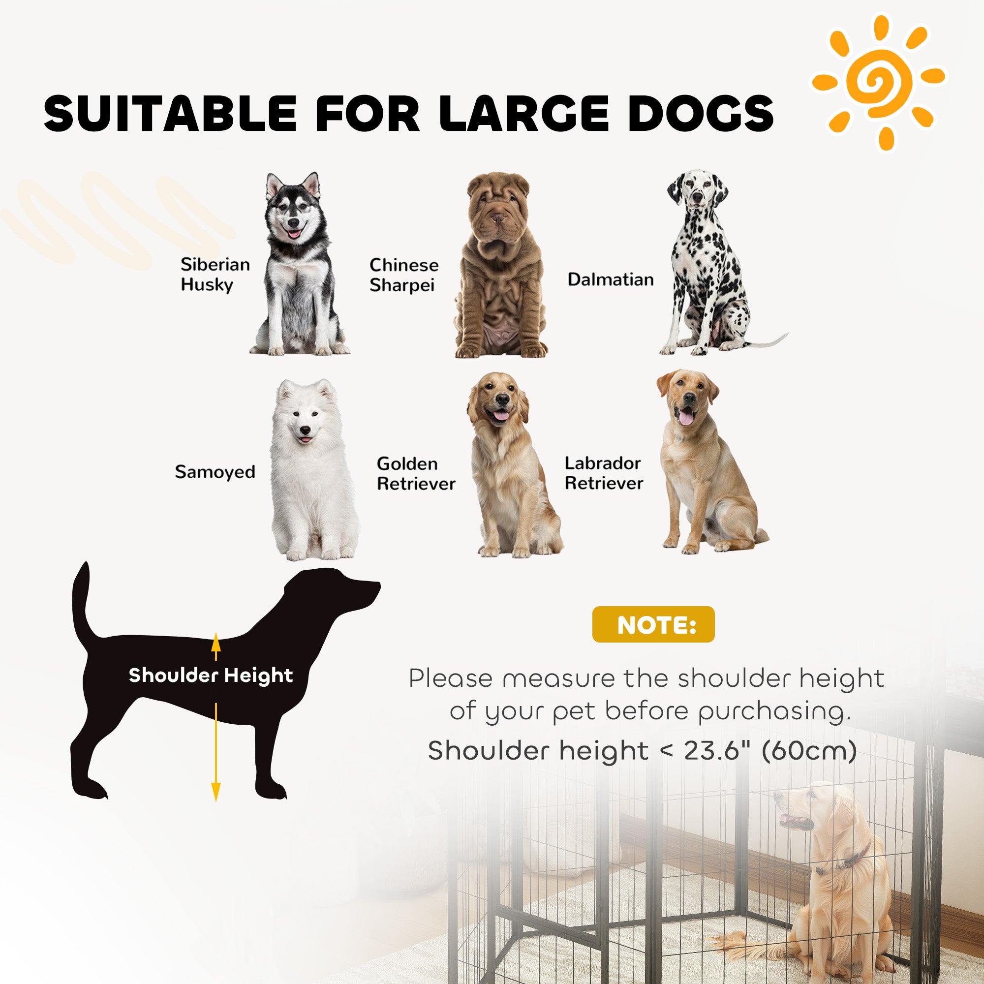 PawHut 6 Panels Dog Playpen, 39" Heavy Duty Dog Pen, Portable & Foldable Dog Fence with Door & Strap for Indoor Outdoor Backyard Garden, Puppy Pet Playpen for Large Dogs
