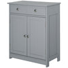kleankin Bathroom Storage Cabinet, Floor Cabinet with 2 Doors, 2 Drawers, Adjustable Shelf for Washroom, Grey